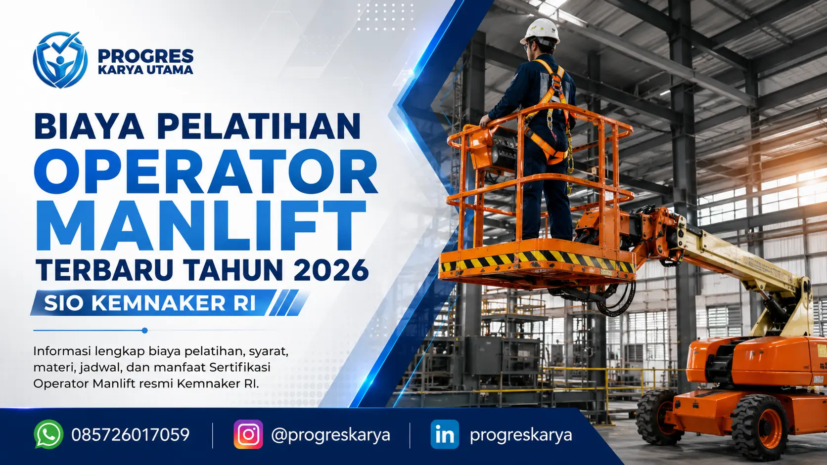 Biaya Pelatihan Operator Manlift Terbaru Tahun 2026 (SIO Kemnaker RI)