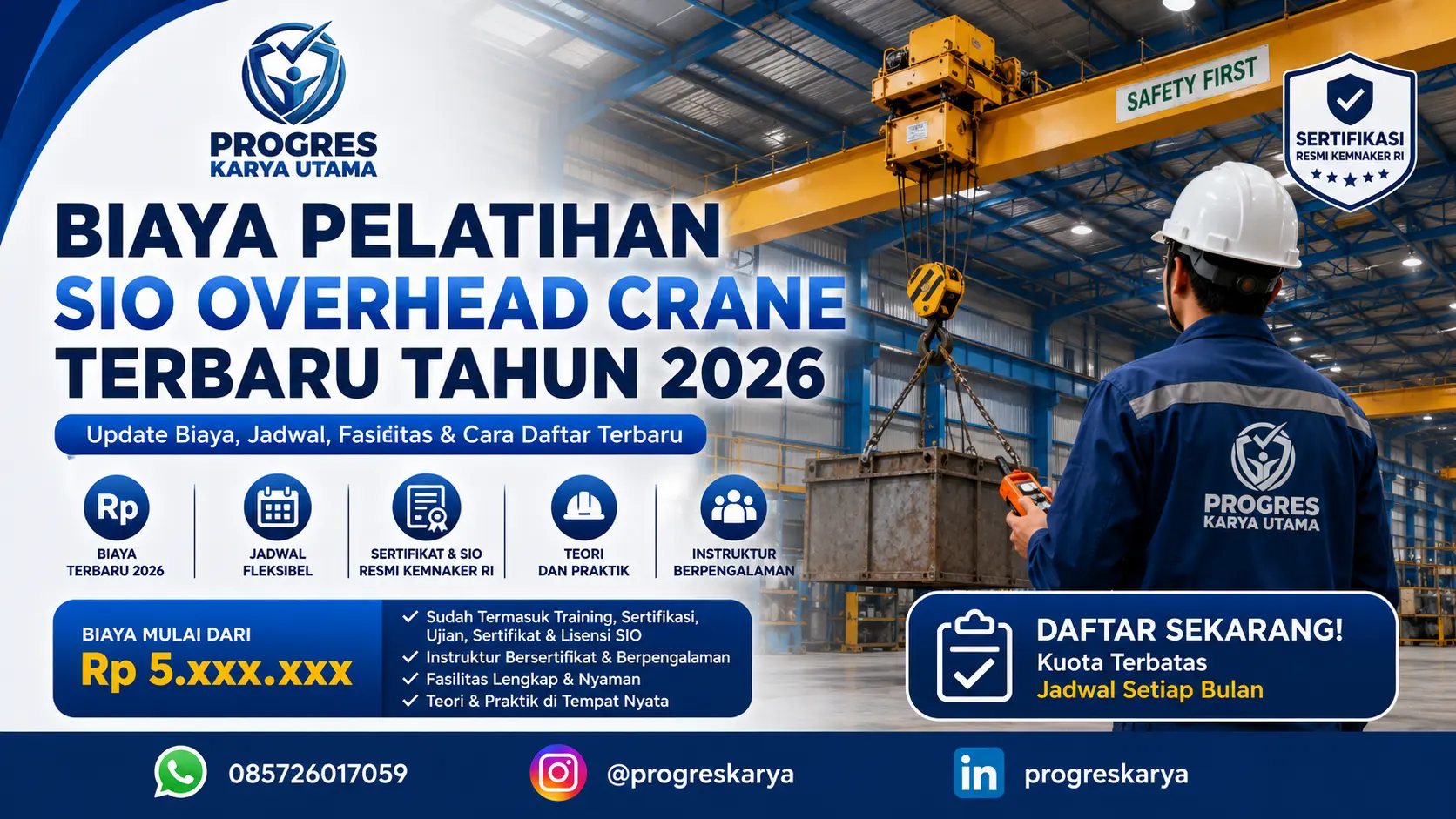 Biaya Pelatihan SIO Overhead Crane Terbaru Tahun 2026